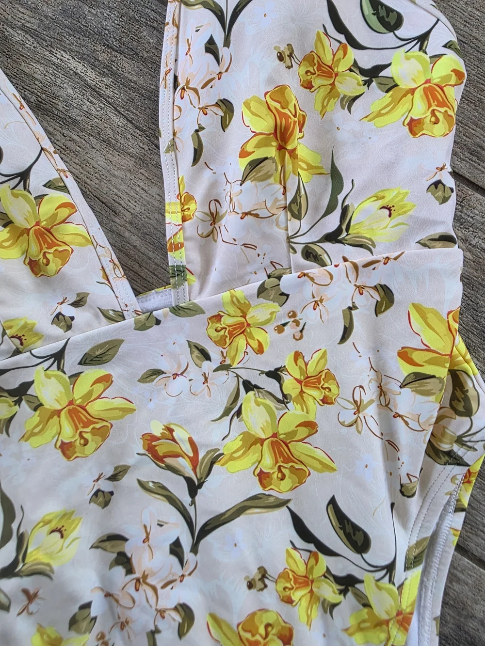 New ZAFUL Floral V Neck One-Piece Swimsuit Sz Small 4